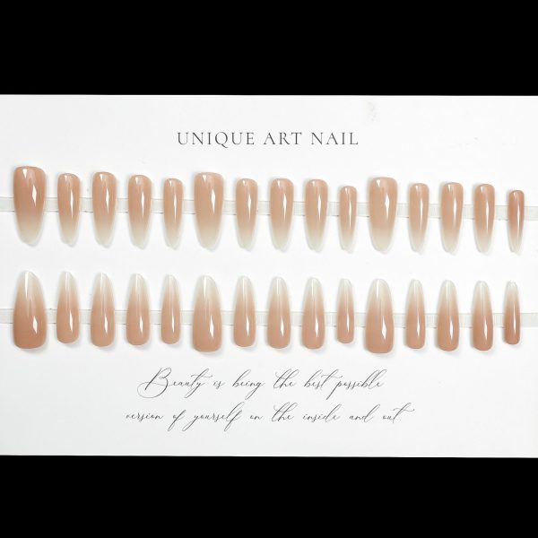[Hua Fei touches her face] pure desire wind nude gradient long wearing nails 30 pieces finished nail art nail pieces wholesale - Image 4