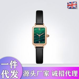 Rose, a British niche roller watch, a schoolgirl, a simple literary style, a belt for women's watches, a small square green watch, a small green watch