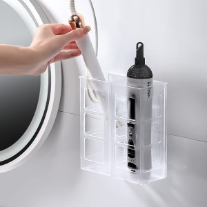 Wall Mounted Curling Iron Organizer Household Wall No Punching Straightener Shelf Hairdressing Tools Organizer Box