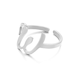 European and American cross-border stainless steel 26 letter ring women's ring opening adjustable plated 18k real gold index finger ring hand jewelry women