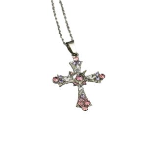 Sweet cool wind hot girl cross necklace women's heavy industry set with diamonds gothic European American style y2k necklace design collarbone chain