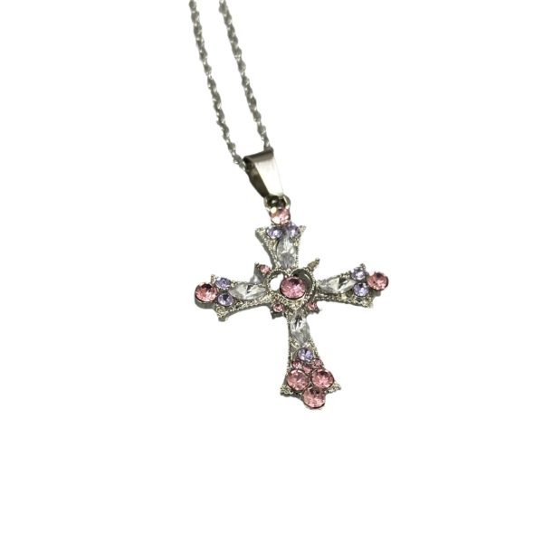 Sweet cool wind hot girl cross necklace women's heavy industry set with diamonds gothic European American style y2k necklace design collarbone chain - Image 5