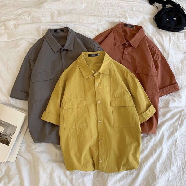 Workwear short-sleeved shirt men's Korean version trendy handsome white shirt men's ins Hong Kong style design sense foreign couple Jiatai - Image 4