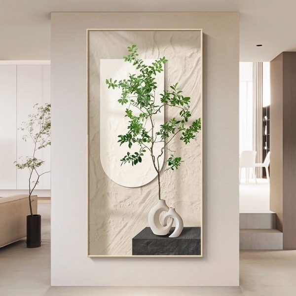 Entrance hallway paintingNordic sense of luxury, aisle hanging painting, cream wind texture painting, living room sofa, background wall decoration painting - Image 4