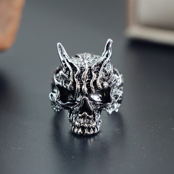 European and American cross-border men's trend metal rings Retro cool and handsome design sense totem geometric men's ring collection - Image 2