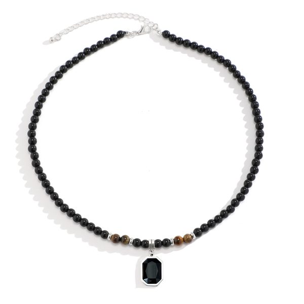 European and American cross-border tiger stone beaded necklace men's hip-hop niche sense of luxury, simple personality, men's clavicle chain accessories - Image 5