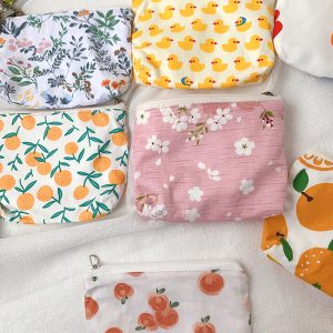 Coin Purse Fabric Women's Small Cute Mobile Phone Printing Wallet One Square Small Pocket Bag Thin Cute Coin Bag