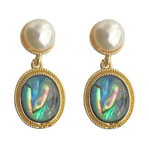 Aurora shell ~ vintage medieval French vintage abalone shell earrings collection of literary and artistic light luxury court style earrings