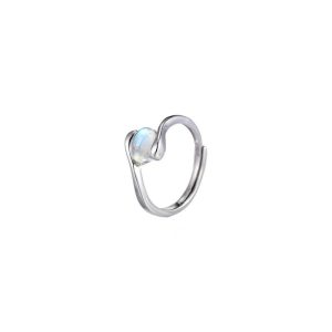925 silver-plated embrace moonstone ring 2024 new explosive light luxury niche adjustable index finger women's ring high-end