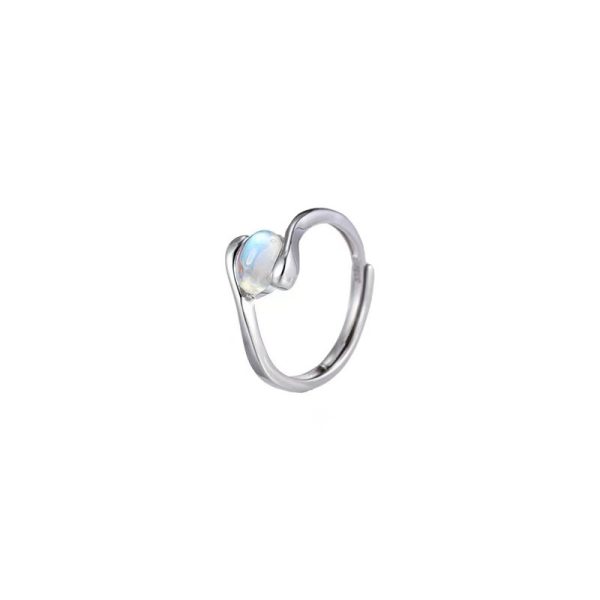925 silver-plated embrace moonstone ring 2024 new explosive light luxury niche adjustable index finger women's ring high-end - Image 5