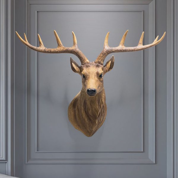 Nordic lucky deer head simulation wall decoration resin wall decoration American entrance decoration retro bar background wall - Image 4
