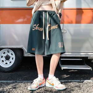 American shorts men's summer casual thin sports pants five points trendy brand retro basketball fitness loose big pants