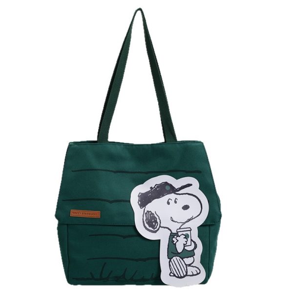 Canvas tote bag new style Snoopy ladies handbag large capacity student tutoring bag trend crossbody bag wholesale - Image 5