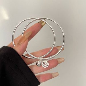Fu brand bell bracelet double ring female niche bracelet ins color niche design high-end sense temperament simple