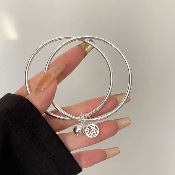 Fu brand bell bracelet double ring female niche bracelet ins color niche design high-end sense temperament simple