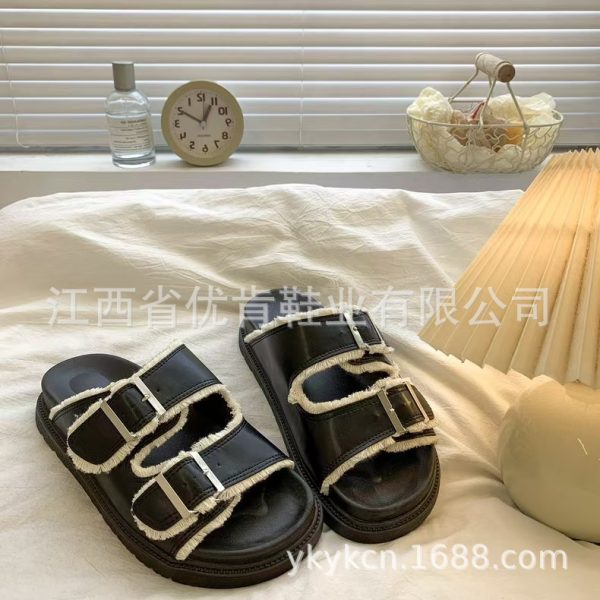 Cross-border Internet celebrity same retro sandals with square buckle adjustable thick sole casual-stepping feeling Boken slippers - Image 4