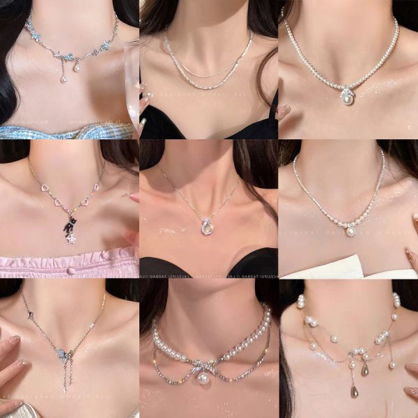 Korean high-end butterfly necklace women's niche light luxury versatile clavicle chain spring and summer long imitation pearl jewelry new - Image 2