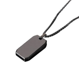 Cross-border European and American high-end titanium steel beveled edge glossy military brand dog tag personalized pendant necklace men's accessories can be engraved