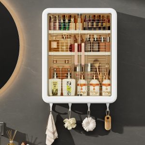 Wall-mounted storage box-free punching-free wall-mounted bathroom moisture-proof storage cabinet magnetic dust-proof storage kitchen spice storage cabinet