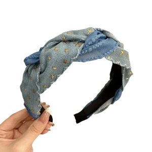 High-quality denim headband, ultra-wide pressed hairpin, out-of-tread heightened skull, headband, star hairpin, fashion headwear