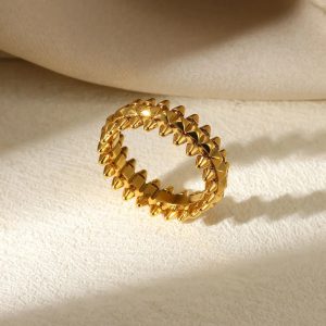 European and American 18K gold stainless steel fashion lip flower ring, women's niche light luxury, high-end sense does not fade open