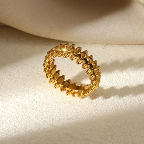 European and American 18K gold stainless steel fashion lip flower ring, women's niche light luxury, high-end sense does not fade open - Image 4