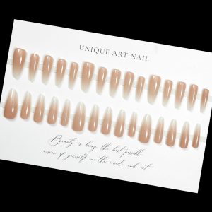 [Hua Fei touches her face] pure desire wind nude gradient long wearing nails 30 pieces finished nail art nail pieces wholesale