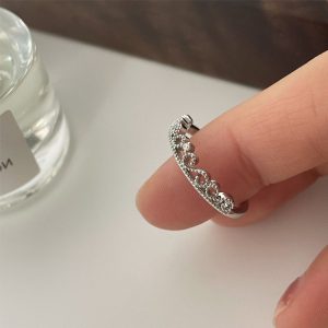 2024 popular zircon geometric opening ring, simple and fashionable, index finger ring, temperament, light luxury, versatile hand jewelry, wholesale women