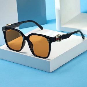 2024 sunglasses men's sunglasses women's new fashion personality big frame face square net red brown retro duqiao
