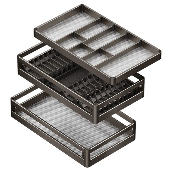 Kitchen pull-out basket cabinet gun gray stainless steel drawer dish storage cabinet drawer drawer bowl basket chopsticks storage box - Image 5
