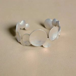 Autumn and winter irregular burnt silver bracelet women's new Chinese light luxury niche design high-end open hand ornament ring set