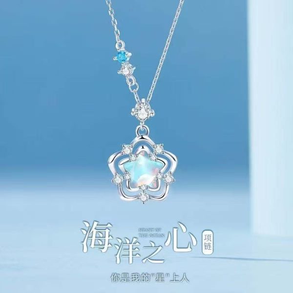 New Heart of the Ocean Necklace Women's Light Luxury Niche Design High-end Clavicle Chain Valentine's Day Gift for Girlfriend
