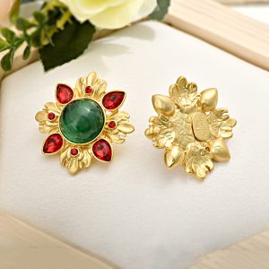 vintage glass french design crystal earrings Douyin hot sale vintage style 925 silver vintage glass earrings