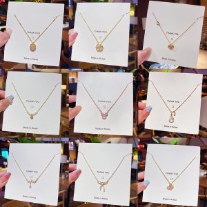 Titanium steel non-fading necklace women's Japanese and Korean style collarbone chain light luxury niche design sense simple temperament pendant accessories