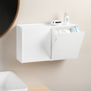 Wall-mounted storage box, non-perforated wall-mounted finishing box on the wall of the bathroom, sanitary napkin storage box for household bathroom