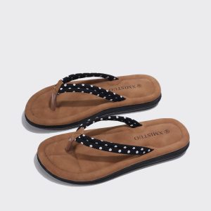 Flip flops women's summer wear fashion 2024 new flat sole clip toe net red sandals sandals beach shoes