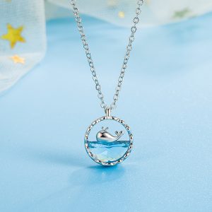 [Whale is born with you] Whale sterling silver necklace women's light luxury niche high-end fish tail clavicle chain to send girlfriends gifts