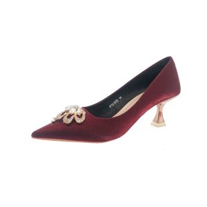 61502-119A French High Heels Women's Stiletto Heels Autumn Design Sense Niche Temperament Celebrity Wedding Dress Wedding Bridal Shoes