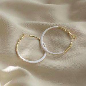 New trendy Internet celebrity drop glaze large ring earrings earrings women's high-end French temperament circle circle earrings