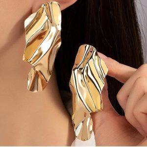 European and American fashion cross-border metal simple and creative personality trendy earrings geometric irregular exaggerated mirror temperament earrings