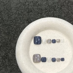 Pure handmade wearing nails cool girl summer cool black silver magic mirror pink toe hot girl style high-end toenails