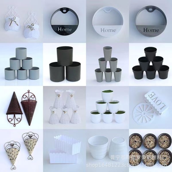 Living room flower arrangement container ornaments, plastic vases, artificial flower arrangements, desktop rectangular flower pots, home decoration containers