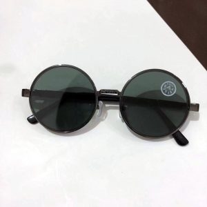 Round crystal glass sunglasses, flat mirror, no degree, retro sunglasses, round frame male sunglasses, female eye-catching eye protection