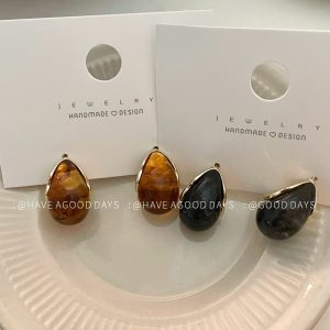 French retro drop earrings, amber, high-end temperament, earrings, personality, 925 silver needles, versatile, niche design sense~