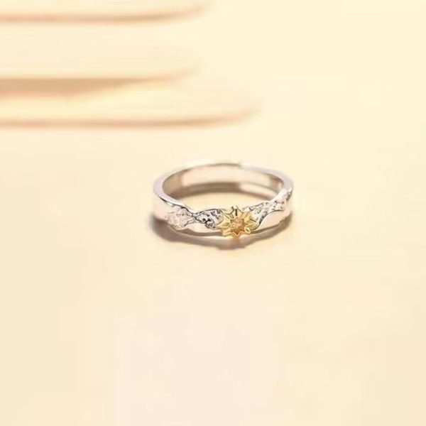 Couple's popular sun and moon tonghai ring light luxury niche ins high-end girlfriend ring trend gift - Image 4