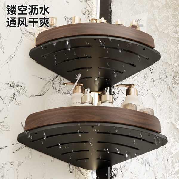 Walnut Bathroom Triangle Shelf Wall Mounted No-Punch Premium Washbasin Bathroom Storage Toilet Hanger - Image 2