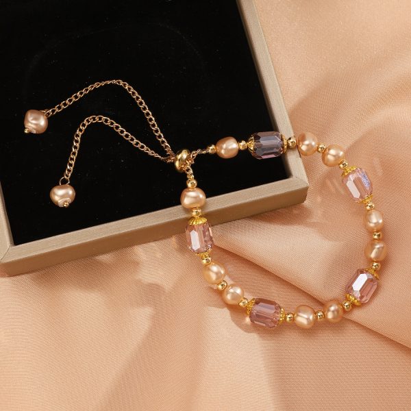 French retro style purple pearl bracelet girl's high-end ins, niche design, crystal bracelet, girlfriend jewelry - Image 2