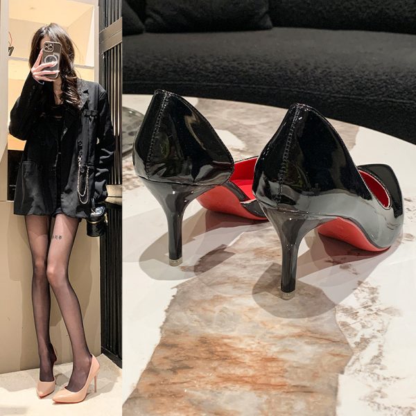 34-44 Plus Size Side Hollow Red Sole High Heels Women 41-42 Sexy Stiletto Temperament Pointed Pseudo Niang Single Shoes 43 - Image 3