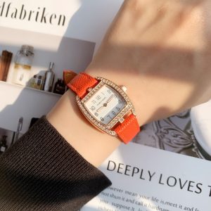 Fashion square women's diamond set watch classic orange quartz watch light luxury explosive foreign trade wholesale dropship