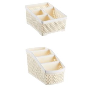 Creative four-grid TV remote control storage boxSimple multi-functional desktop sundries makeup student stationery organizer box
